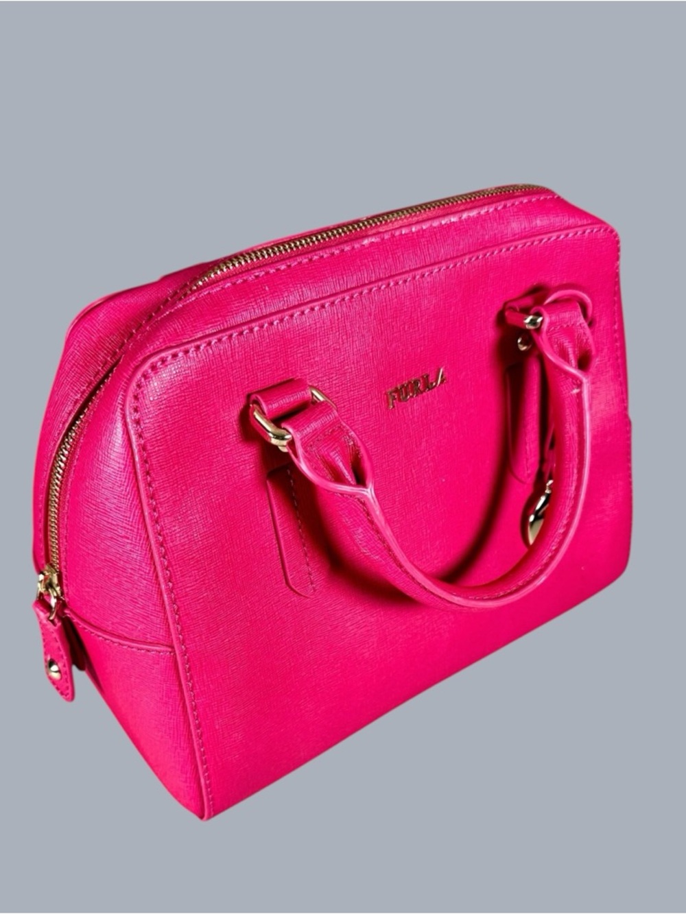 Furla Elena Saffiano Leather Satchel Bag in Fuschsia - Picture 2 of 14